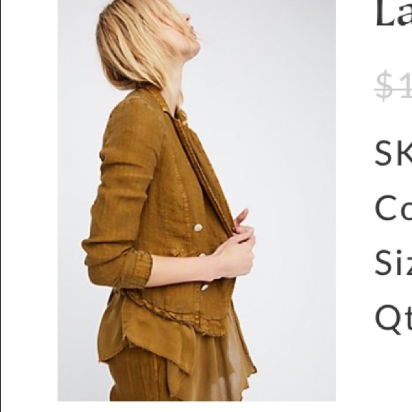 Linen olive green military inspired boho jacket - Picture 1 of 15